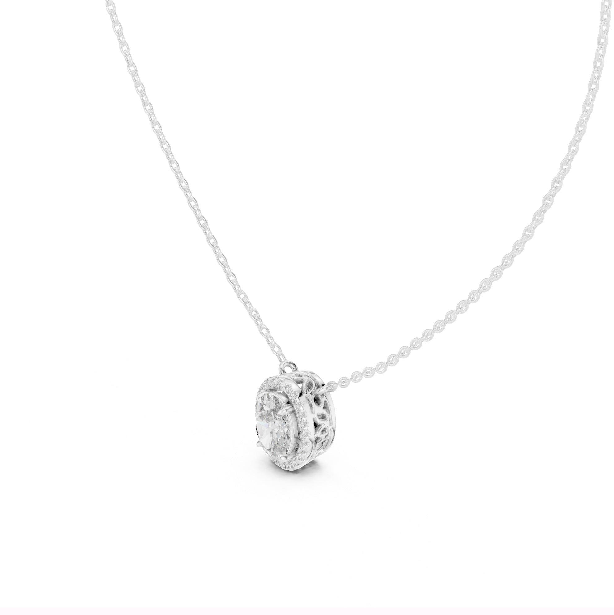 Nirraya Solitaire Ovel Halo Pedant