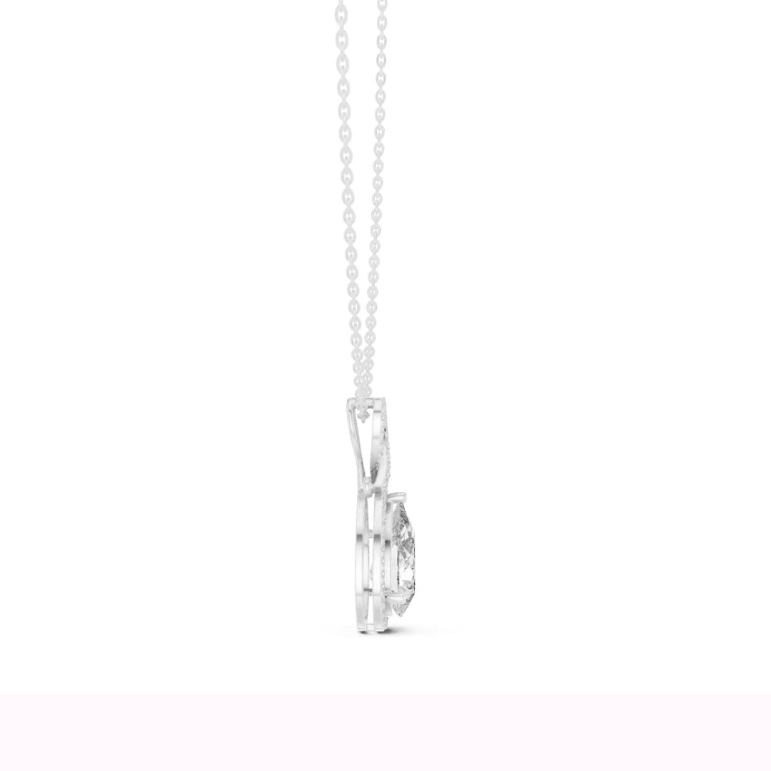 The Serena Pear Halo Pendant