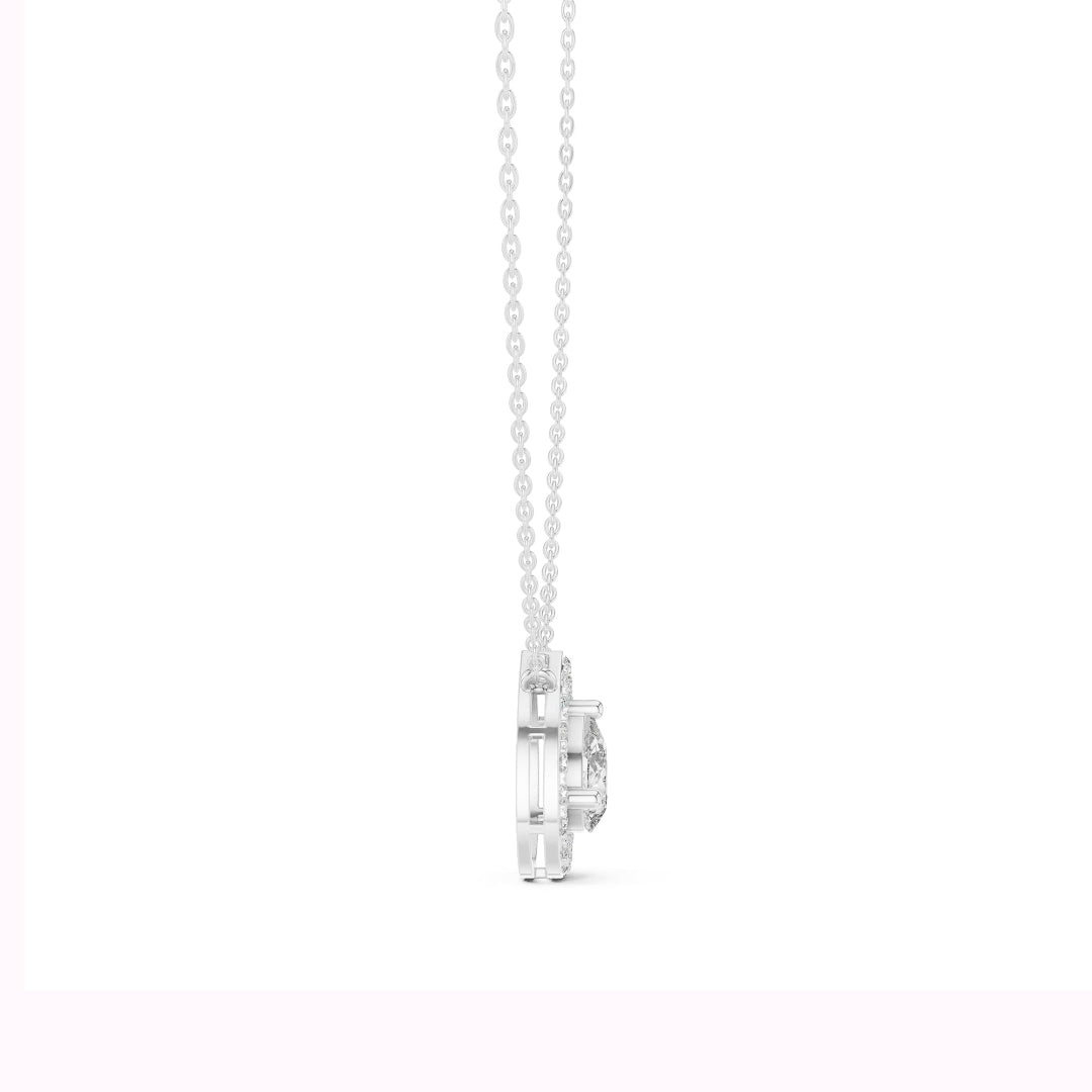 Celena Teardrop Halo Pendant