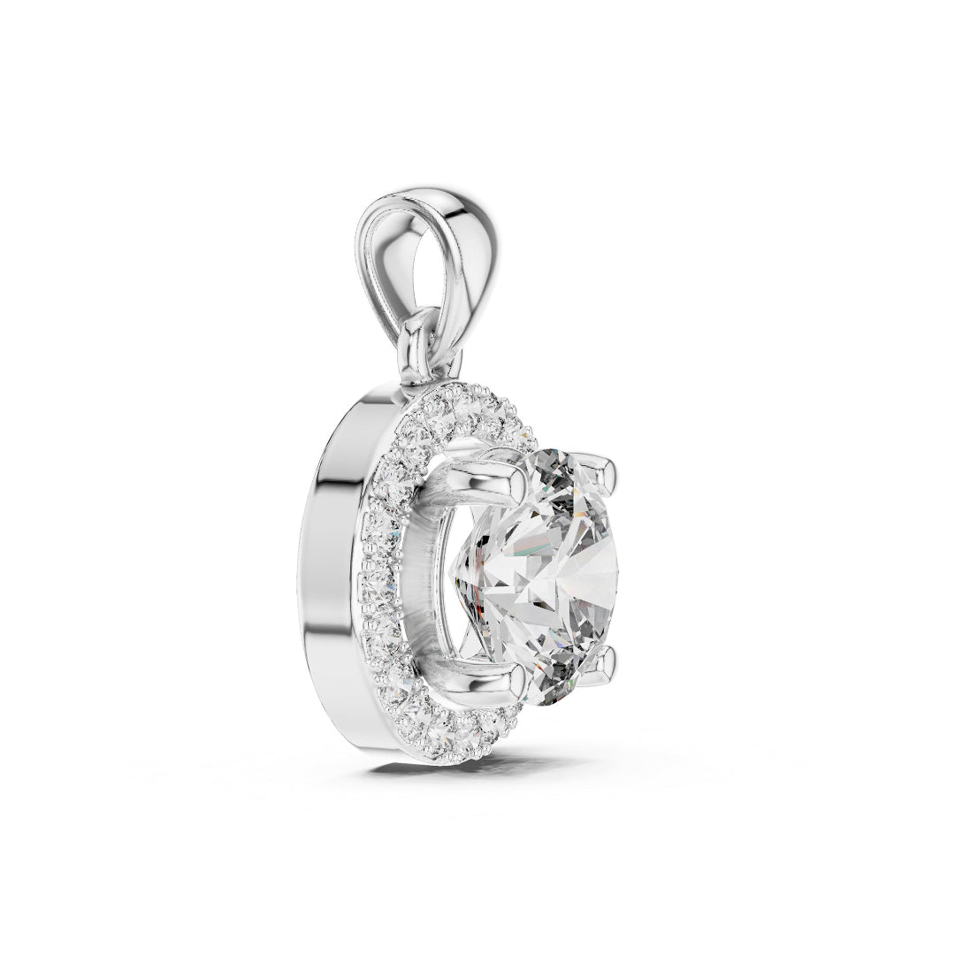 Solitaire Round Spark Halo Pedant