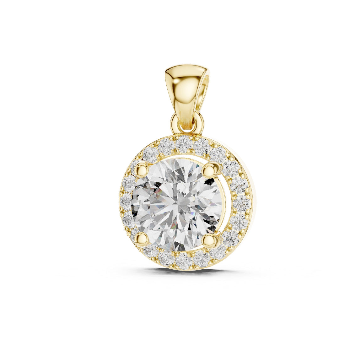 Solitaire Round Spark Halo Pedant