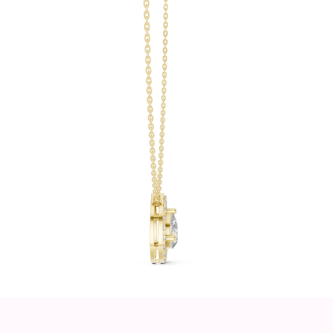 Celena Teardrop Halo Pendant