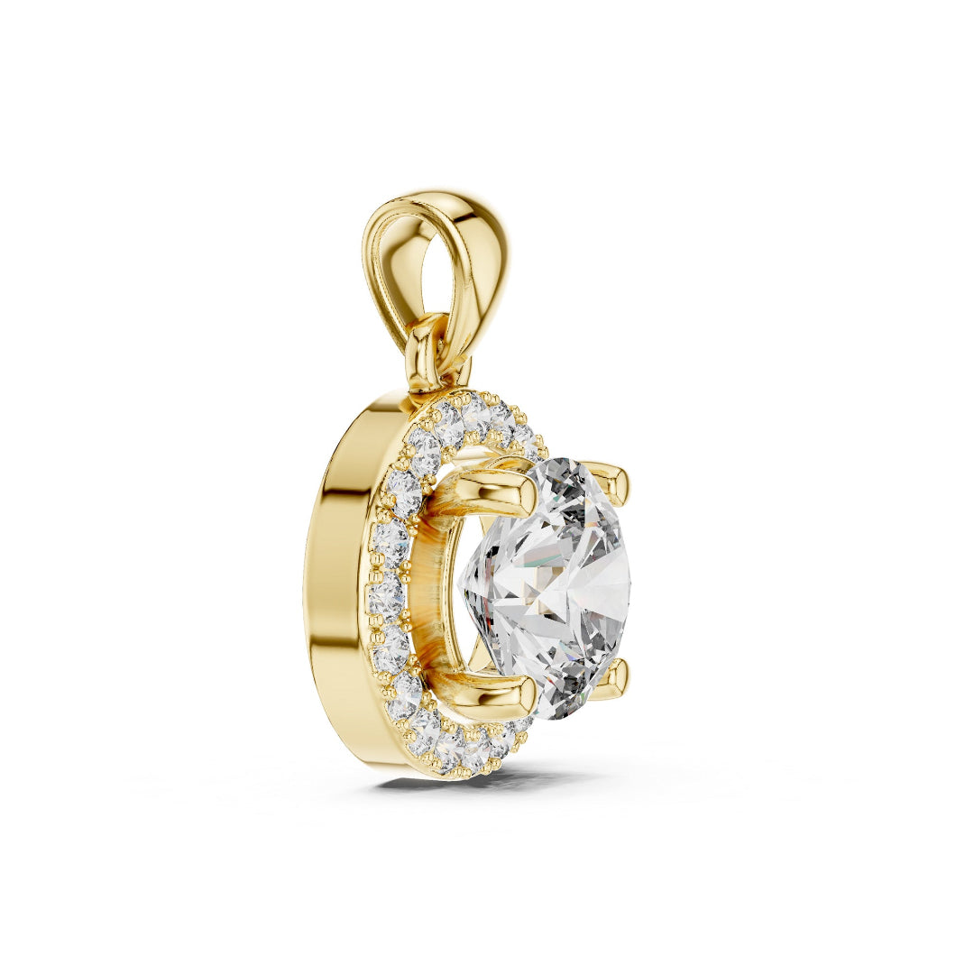 Solitaire Round Spark Halo Pedant