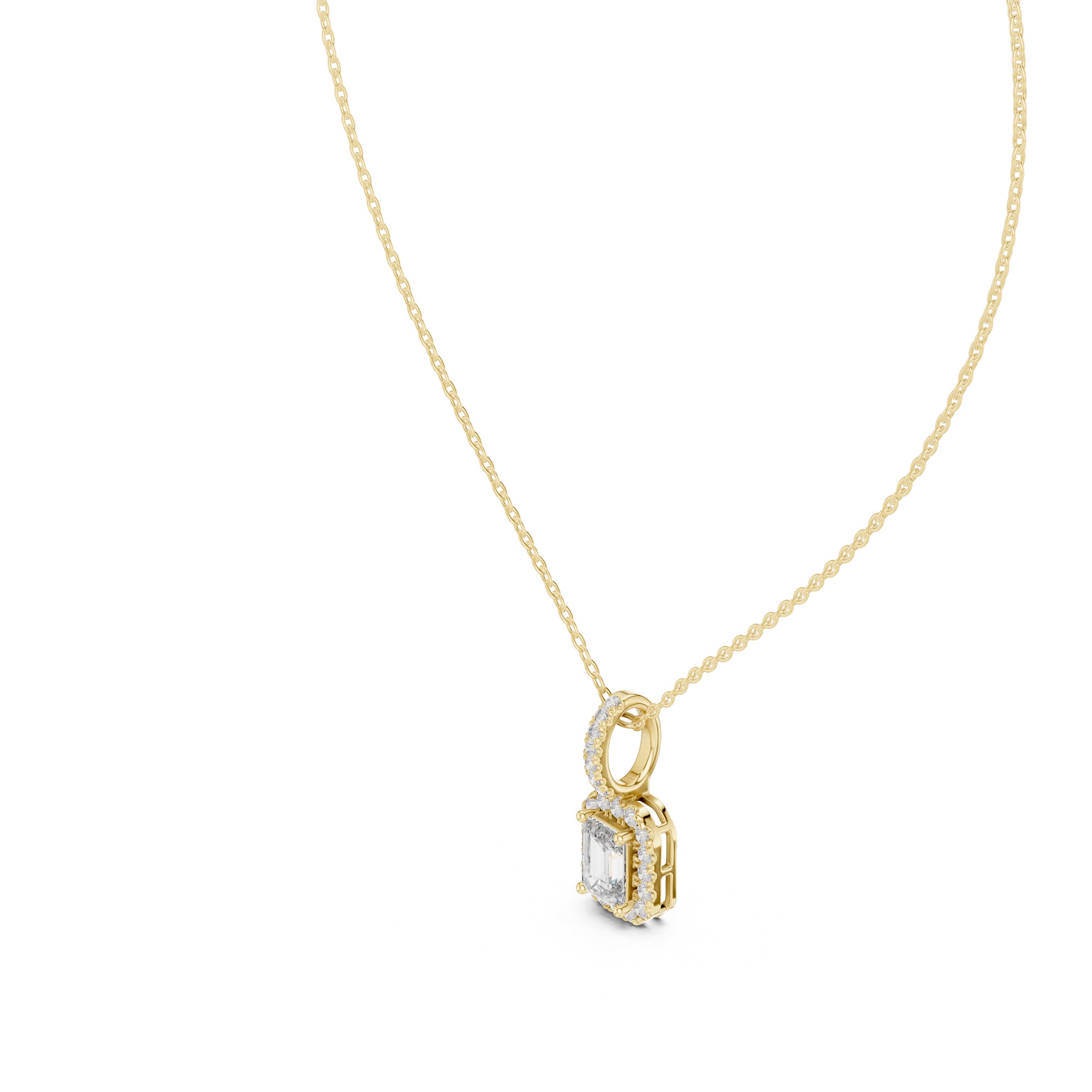 Blush Royale halo emerald Pendant