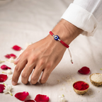 Pure Silver Evil Eye Braided Thread Bracelet / Rakhi