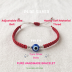 Pure Silver Evil Eye Braided Thread Bracelet / Rakhi