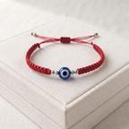 Pure Silver Evil Eye Braided Thread Bracelet / Rakhi
