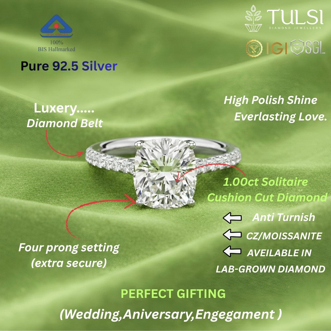Crown Radiance Cushion Ring