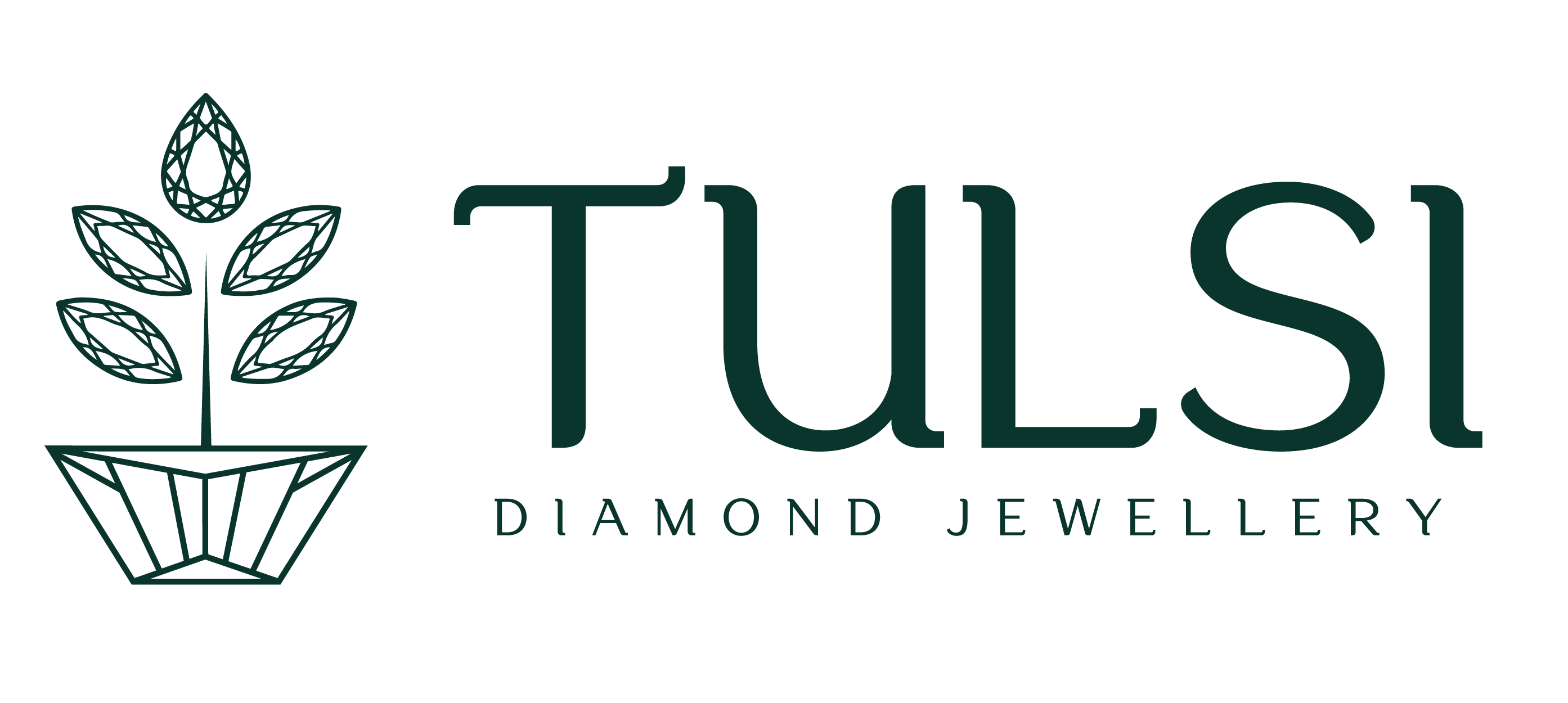Tulsi Diamond Jewellery logo with a leaf design on a white background