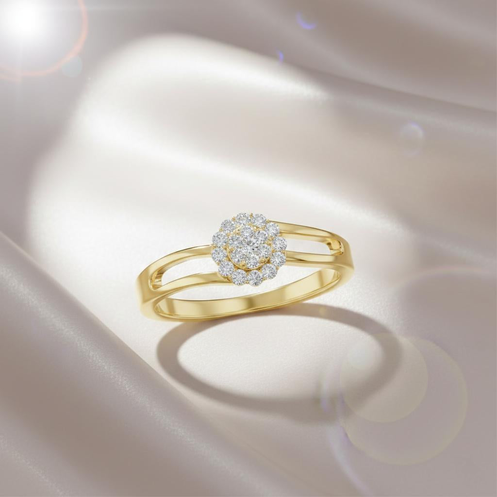Cross Band Floral Spark Ring Main image