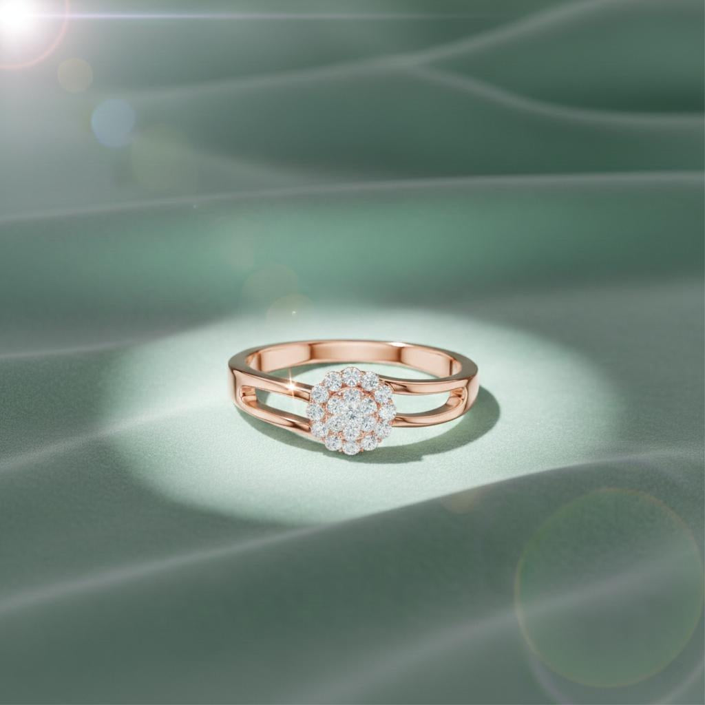 Cross Band Floral Spark Ring