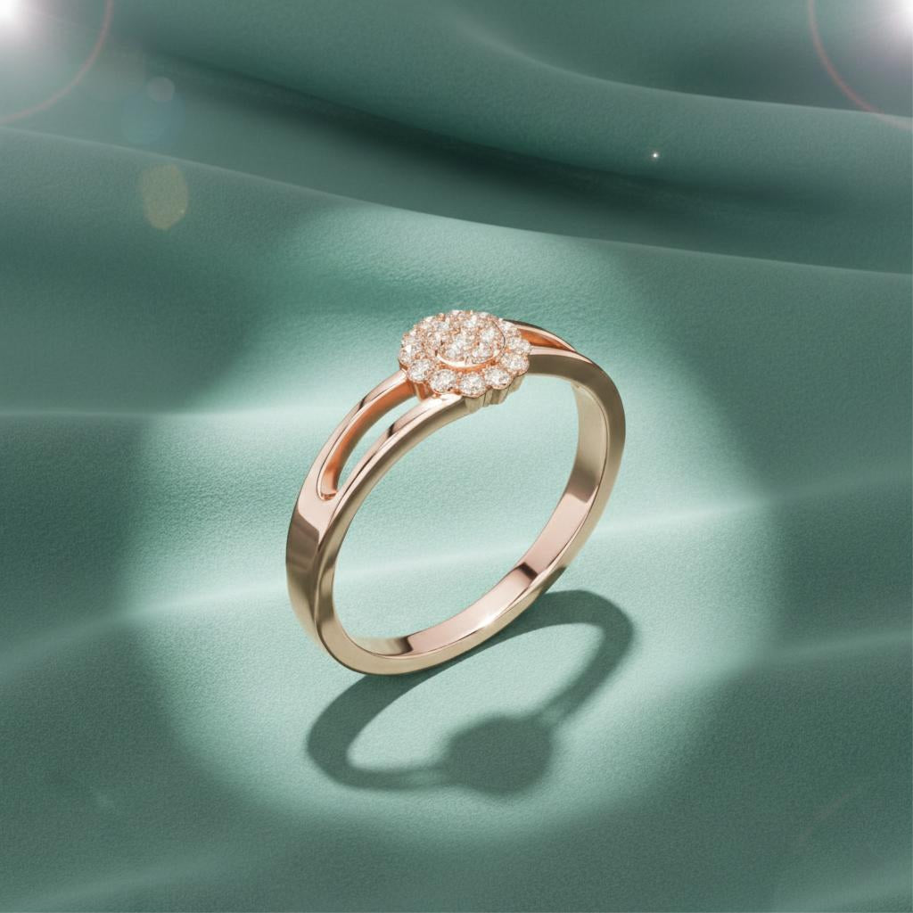 Cross Band Floral Spark Ring