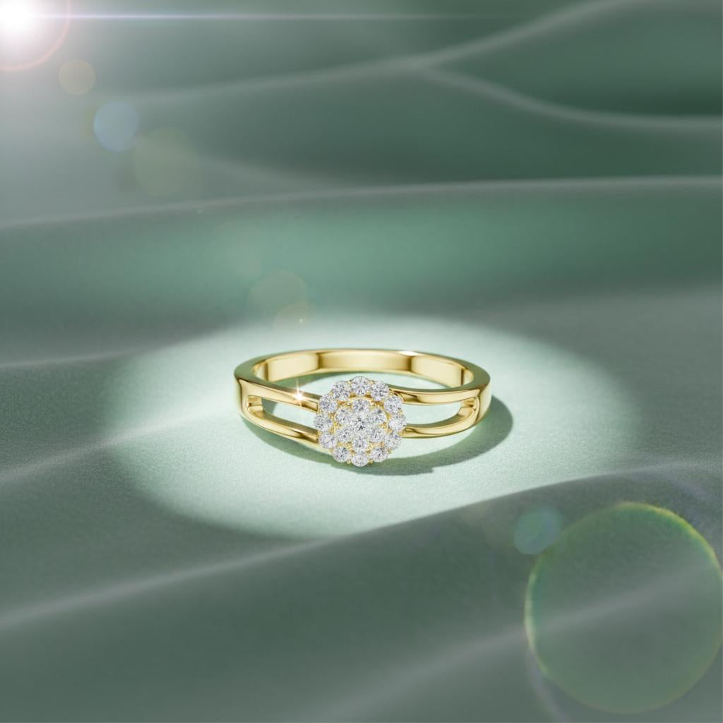 Cross Band Floral Spark Ring