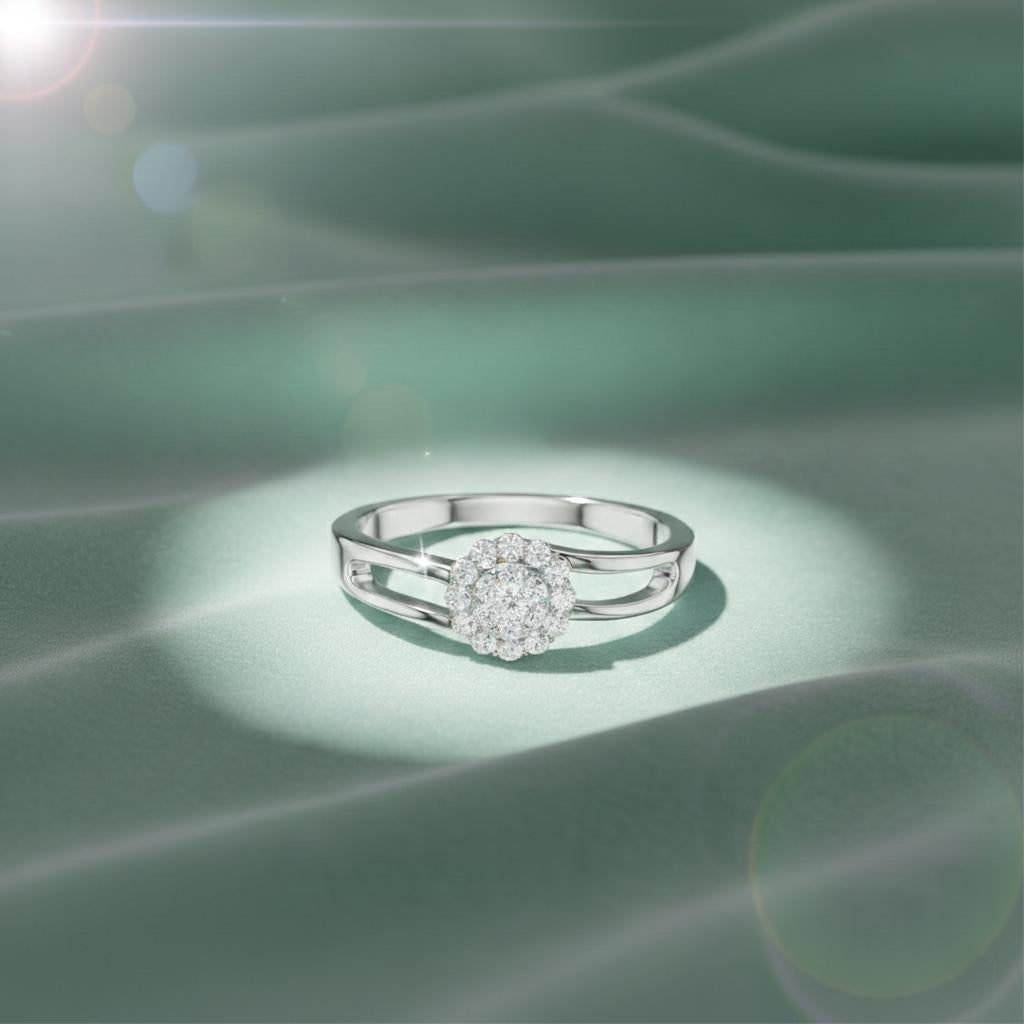 Cross Band Floral Spark Ring