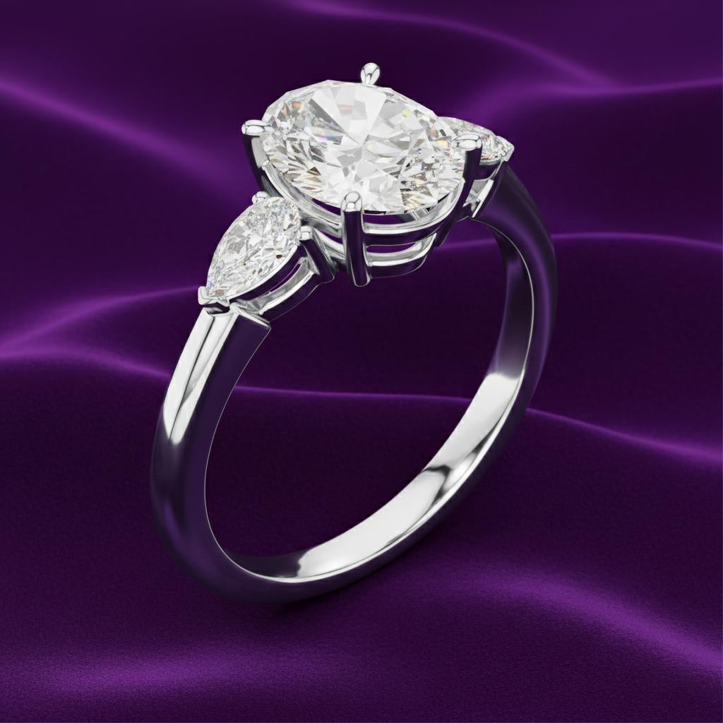 Solitaire Oval Trilogy Ring Main image