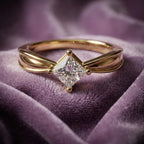 Kiara Curve Princess Diamond Ring