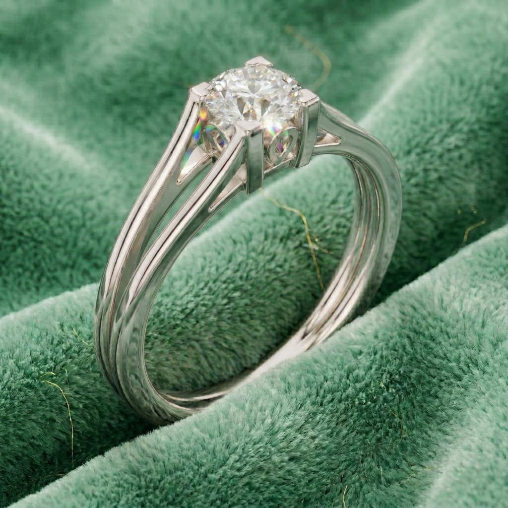 Kia Solitaire Twin Band Ring – Tulsi Diamond Jewellery