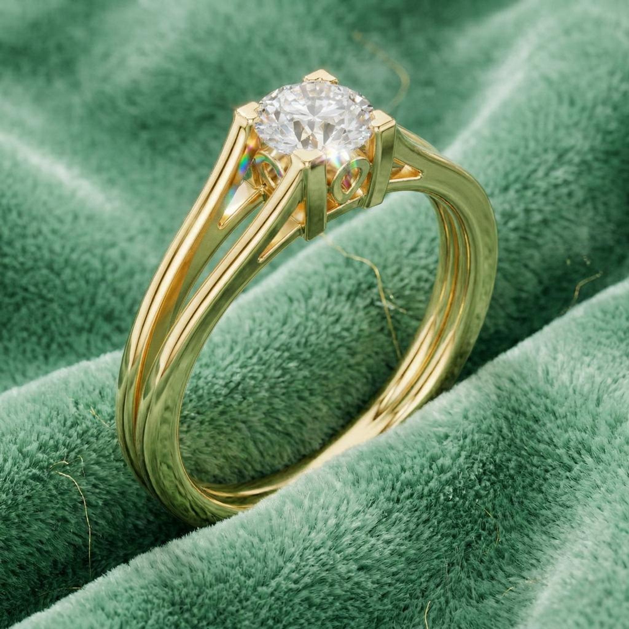 Kia Solitaire Twin Band Ring