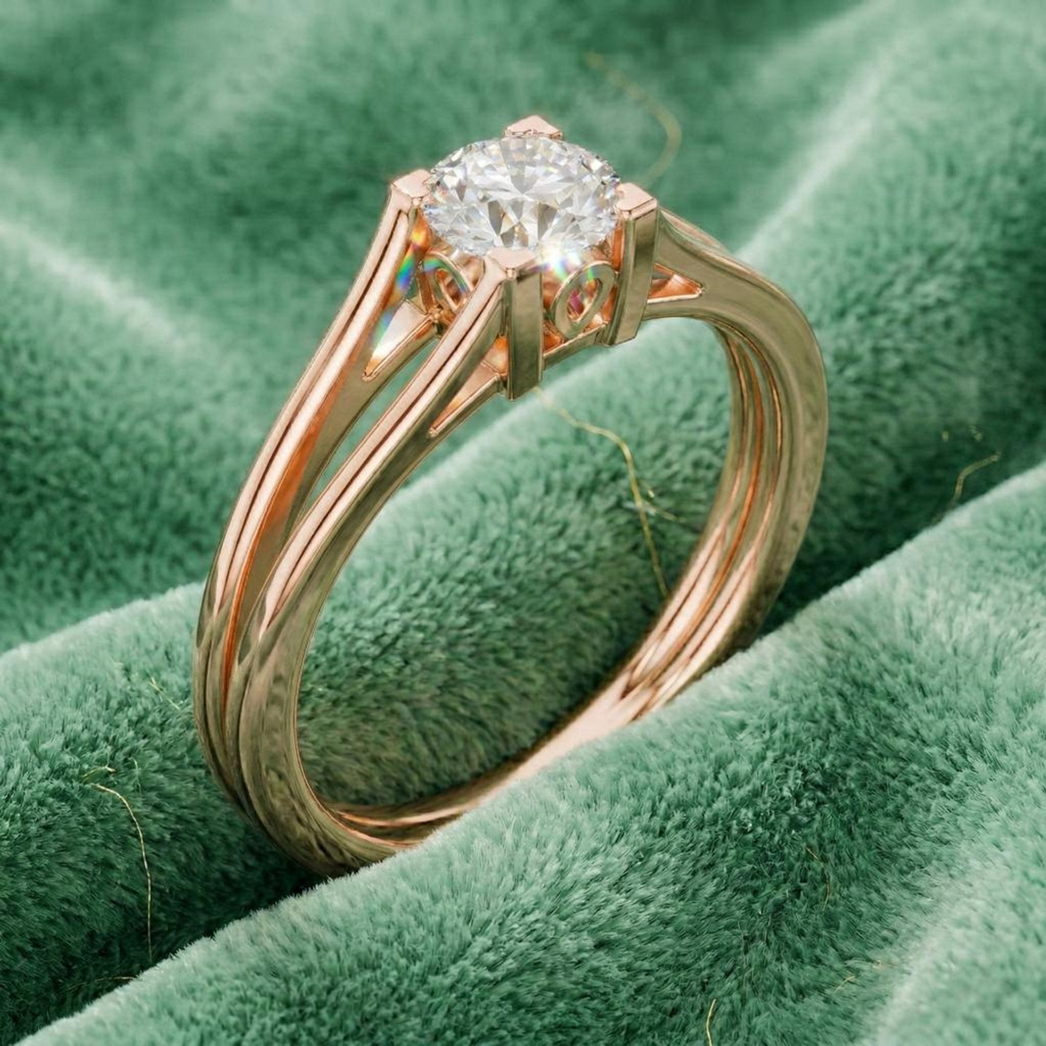 Kia Solitaire Twin Band Ring