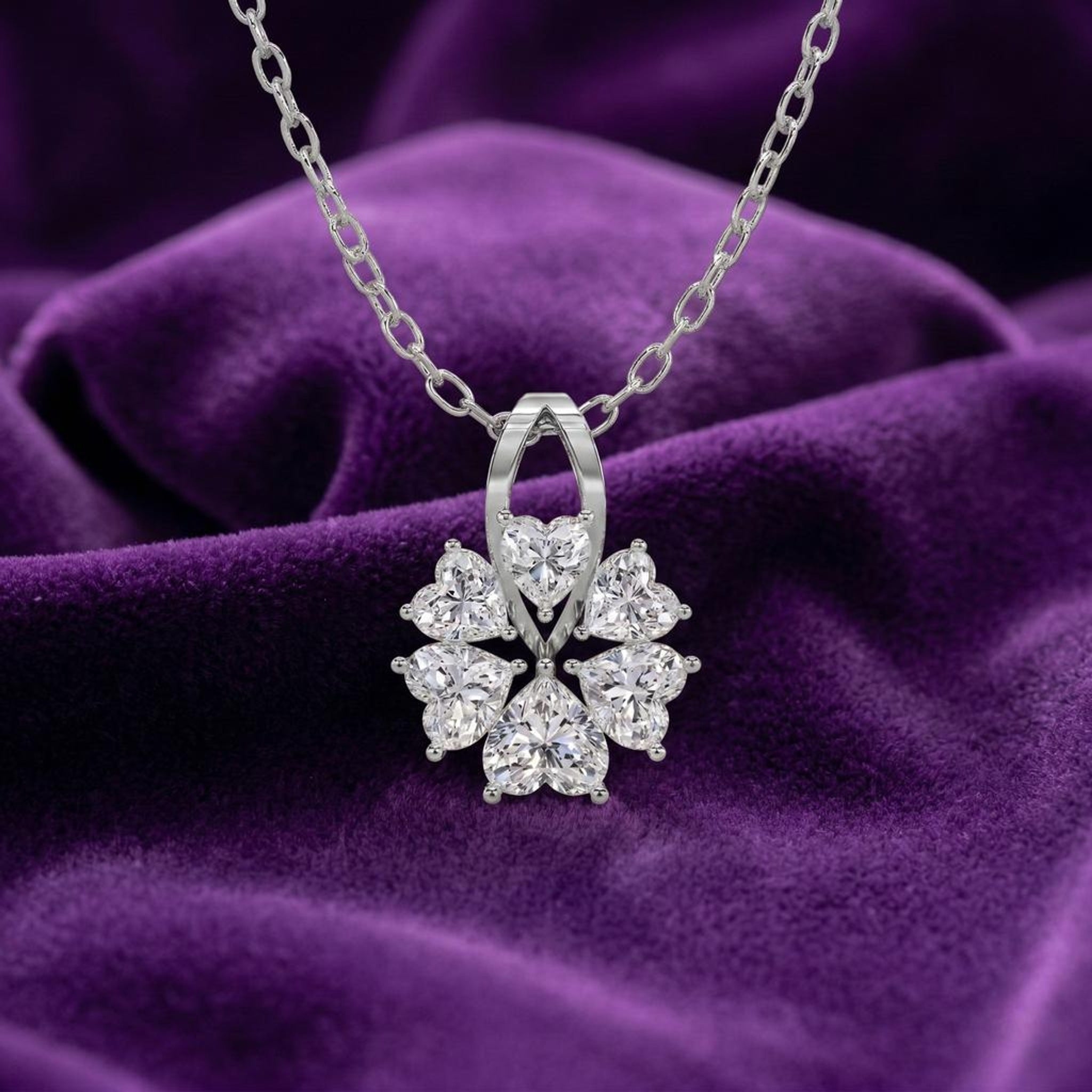 Floral Heart Diamond Pendant