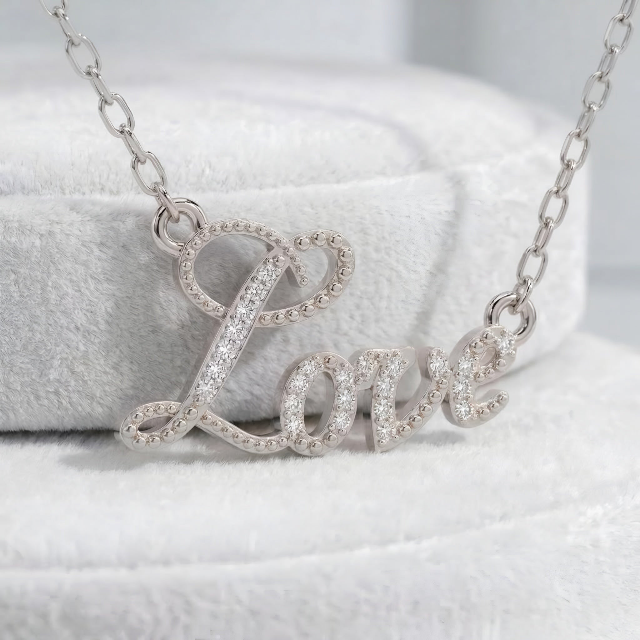 Diamond Love Script Pendant