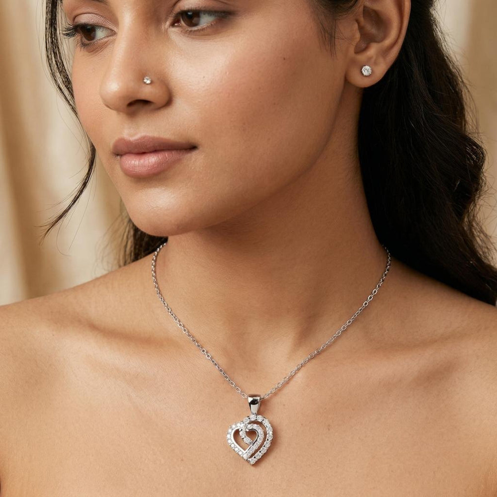 Twinkle Heart Halo Pendant