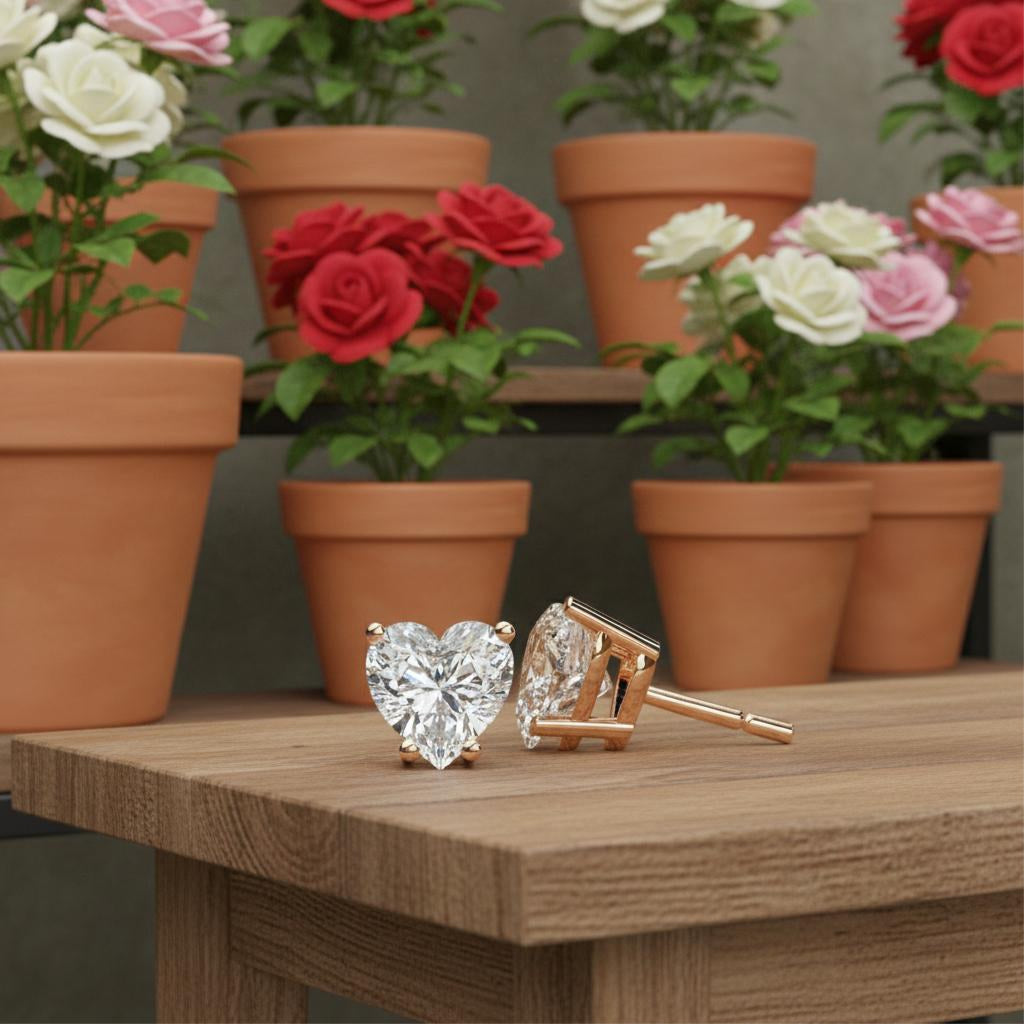Solitaire Heart Spark Forever Studs