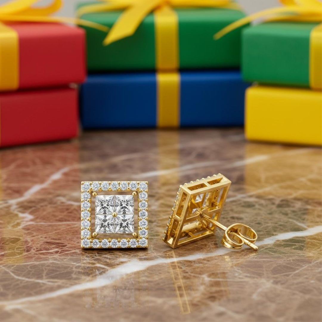 square fantasy princess Halo earrings Main image