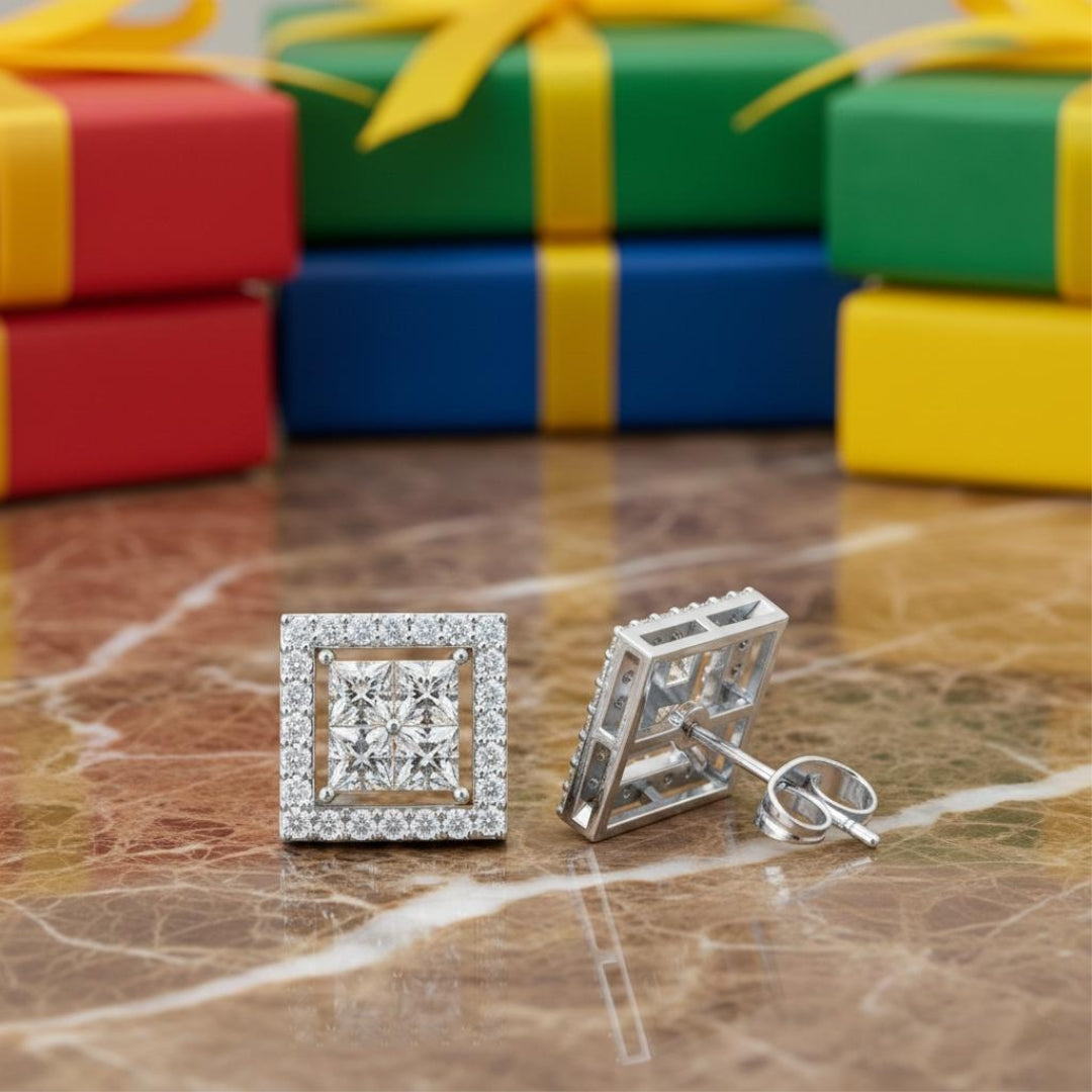 square fantasy princess Halo earrings Main image