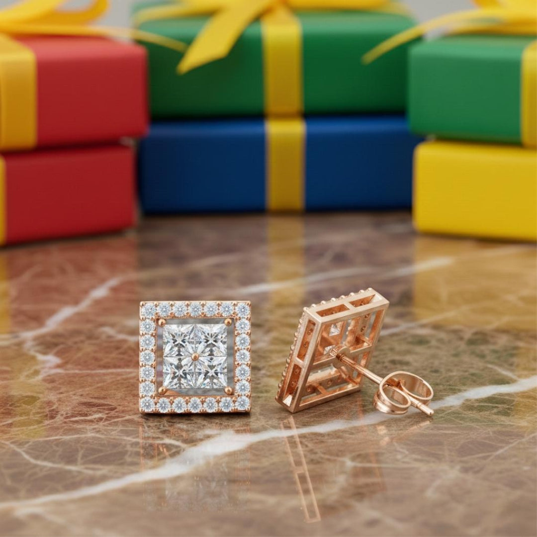 square fantasy princess Halo earrings Secondary image