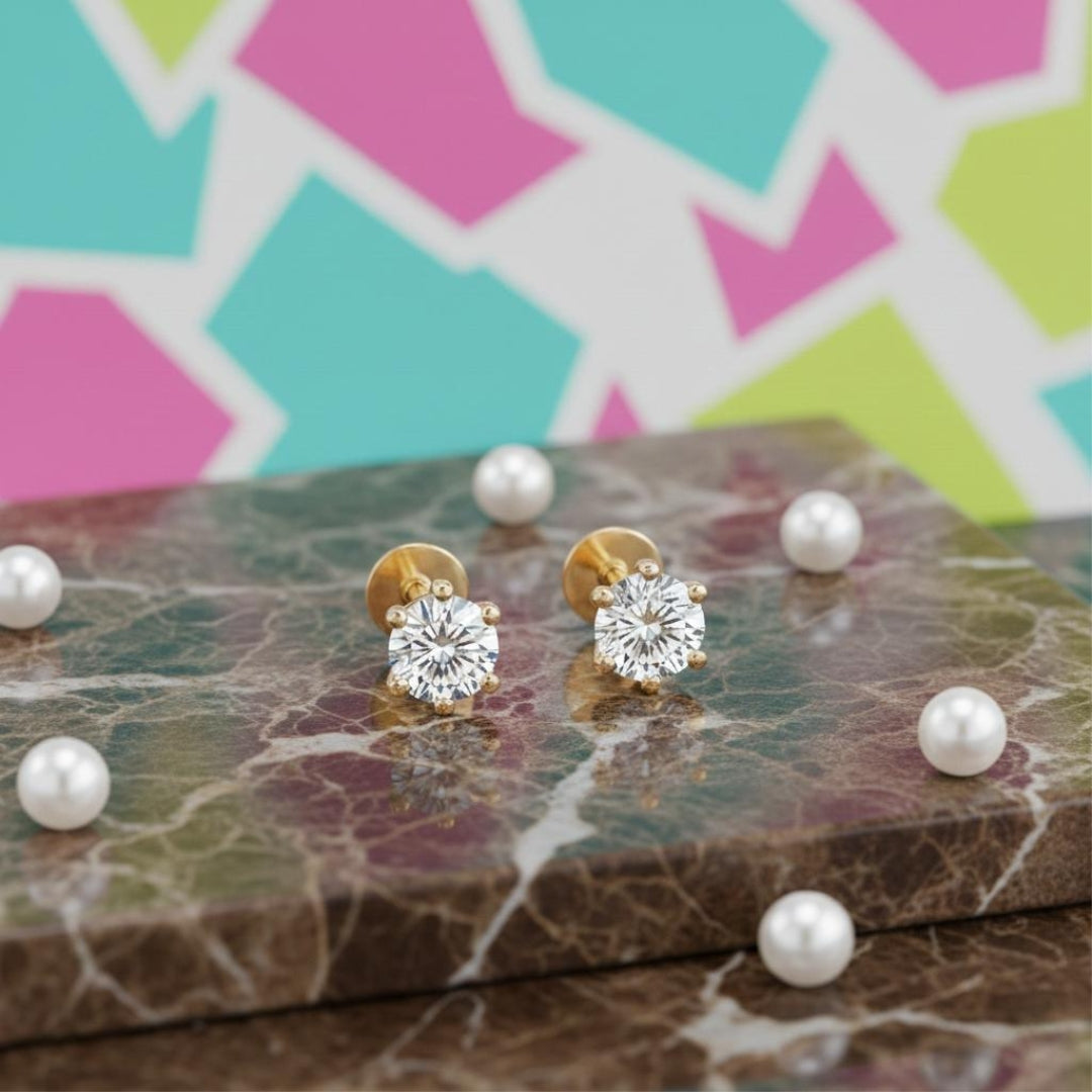 Solitaire Round Star Stud