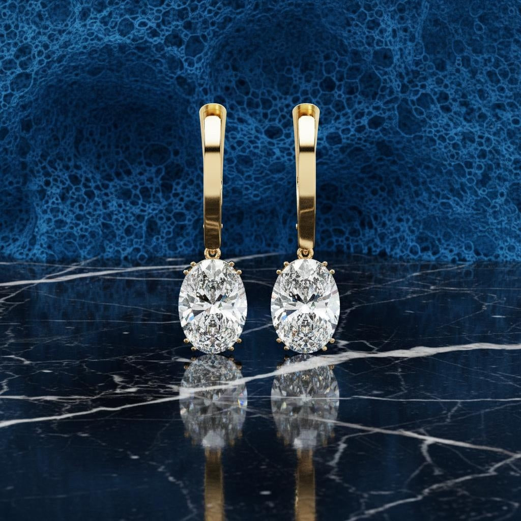 Regal Aura Oval Lab-Grown Diamond Drop Earrings Main image