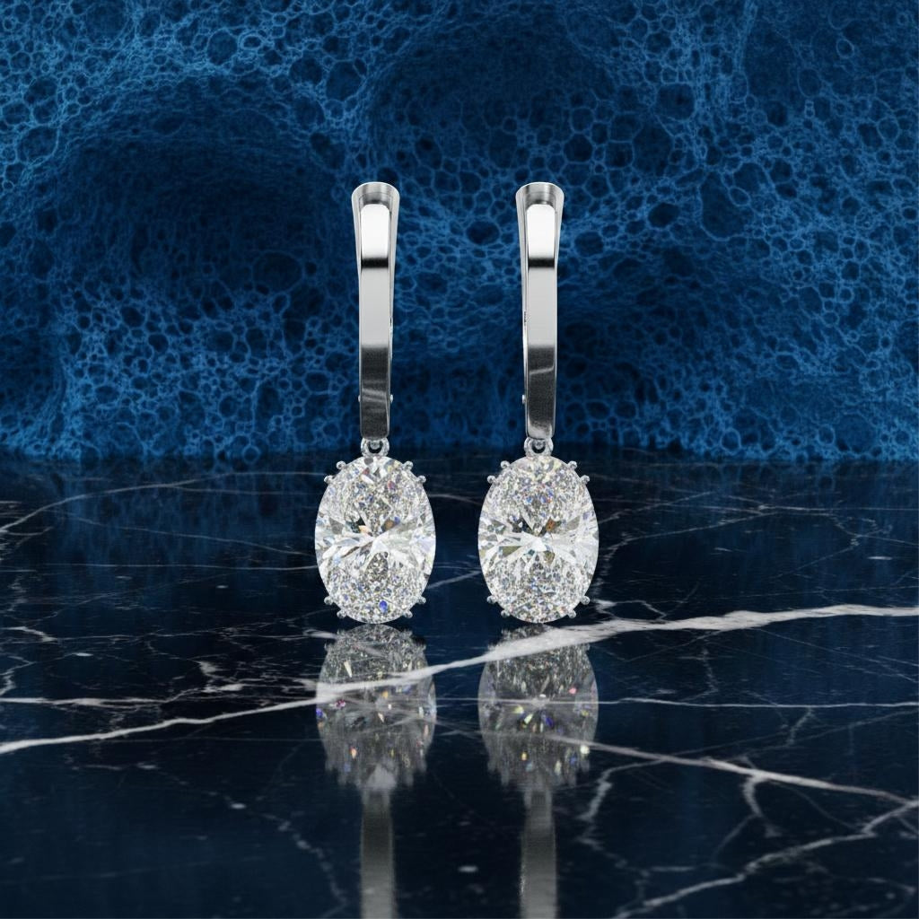 Regal Aura Oval Lab-Grown Diamond Drop Earrings
