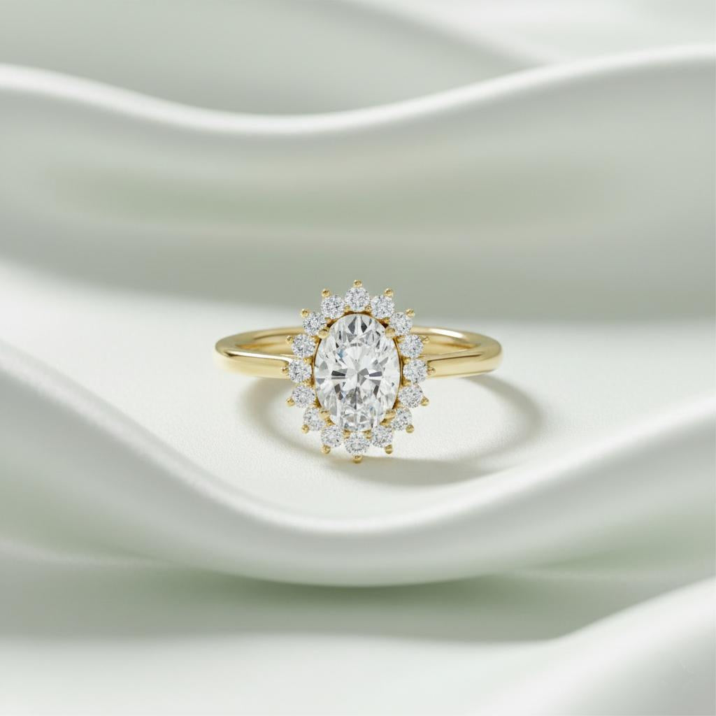 Solitaire Oval Halo Ring