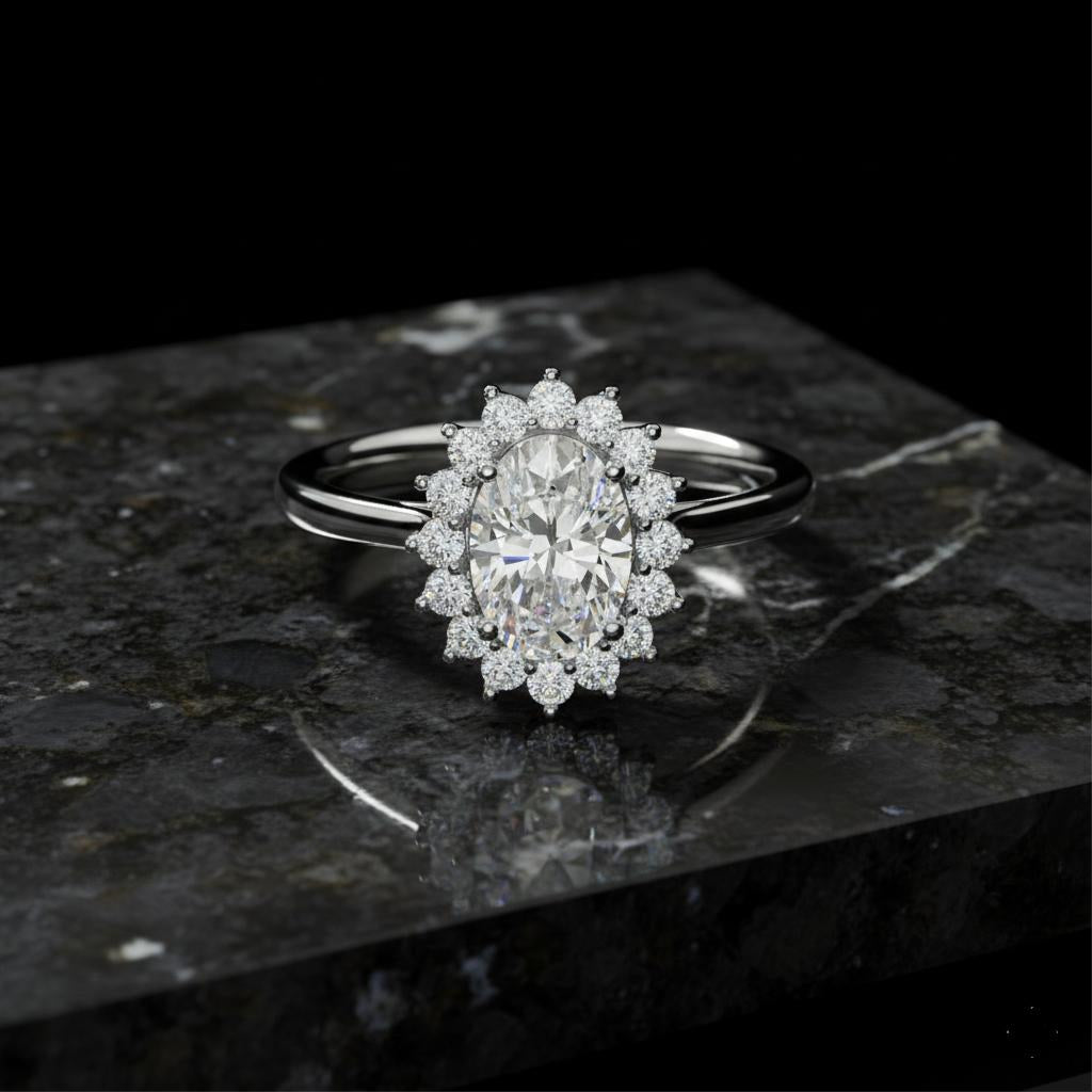 Solitaire Oval Halo Ring