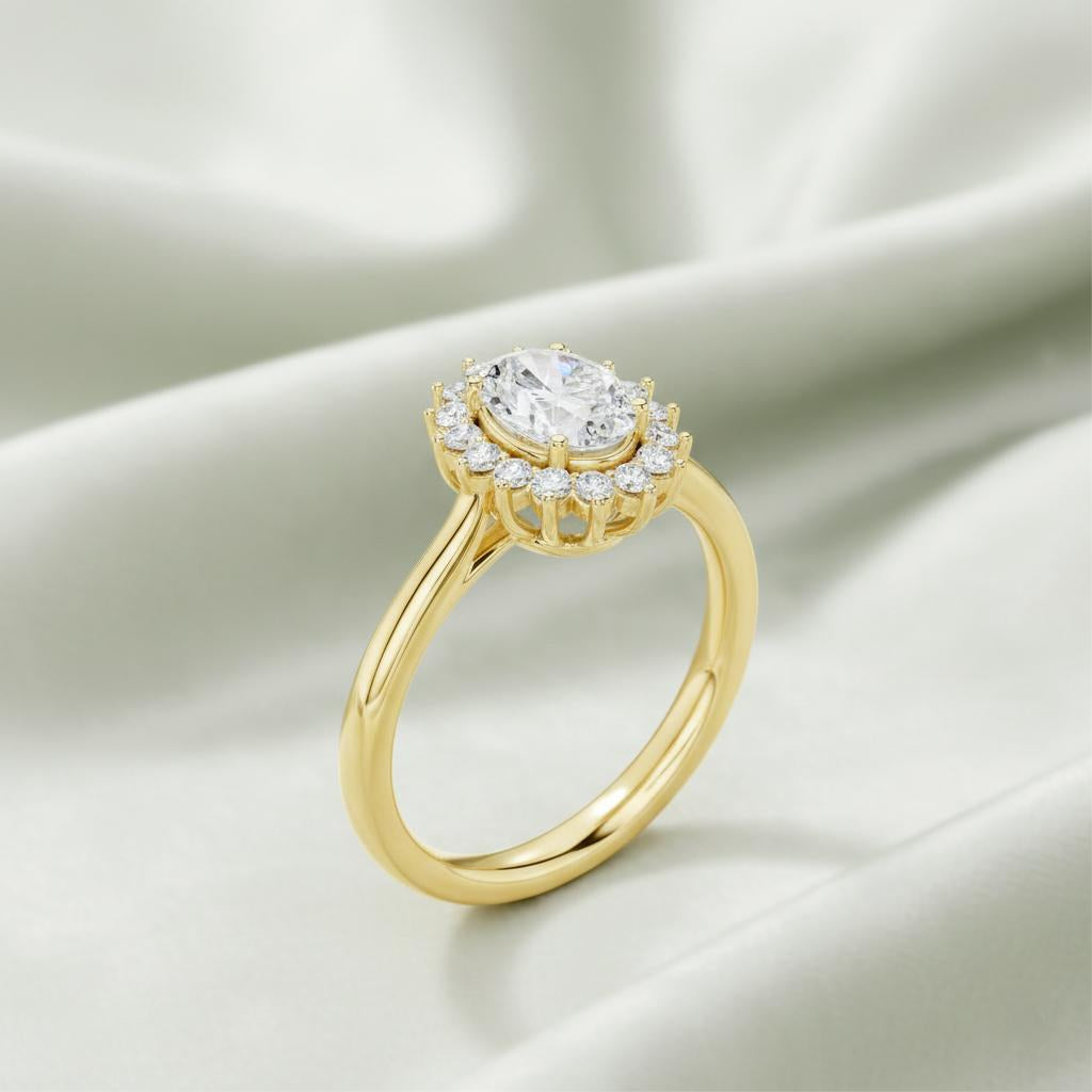 Solitaire Oval Halo Ring