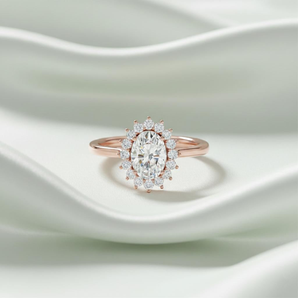 Solitaire Oval Halo Ring Secondary image