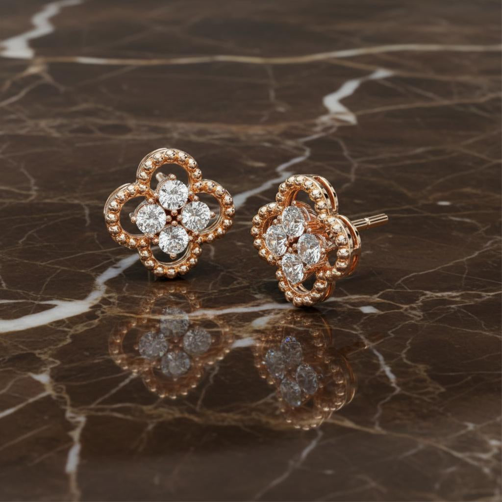 Clover Diamond Stud Earrings Secondary image