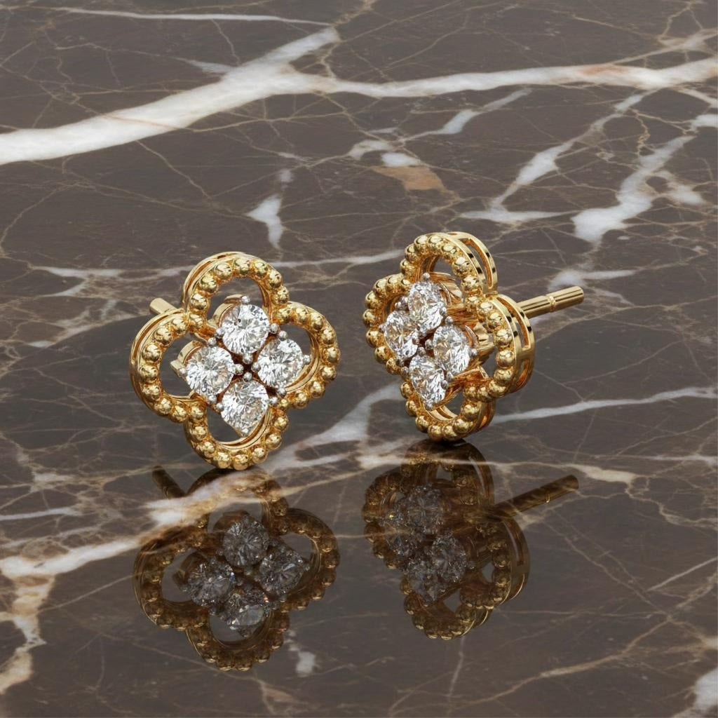 Clover Diamond Stud Earrings