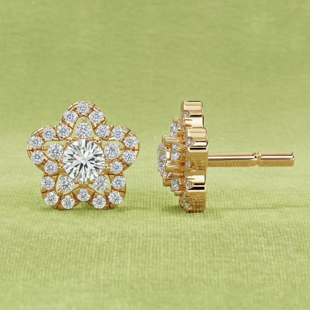 Floral Diamond Stud Earrings Main image