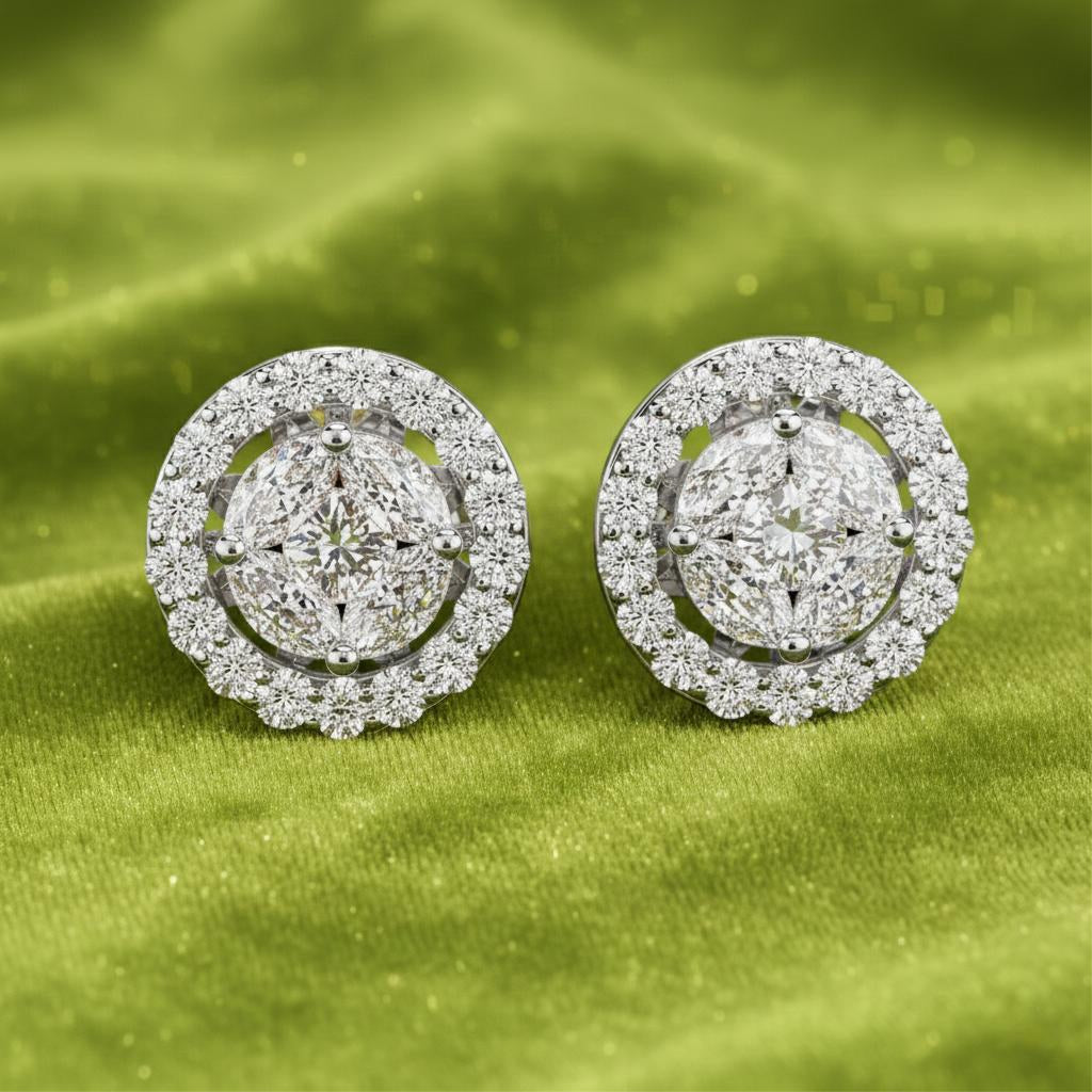 Neeva Halo Marquise Diamond Stud Earrings Secondary image