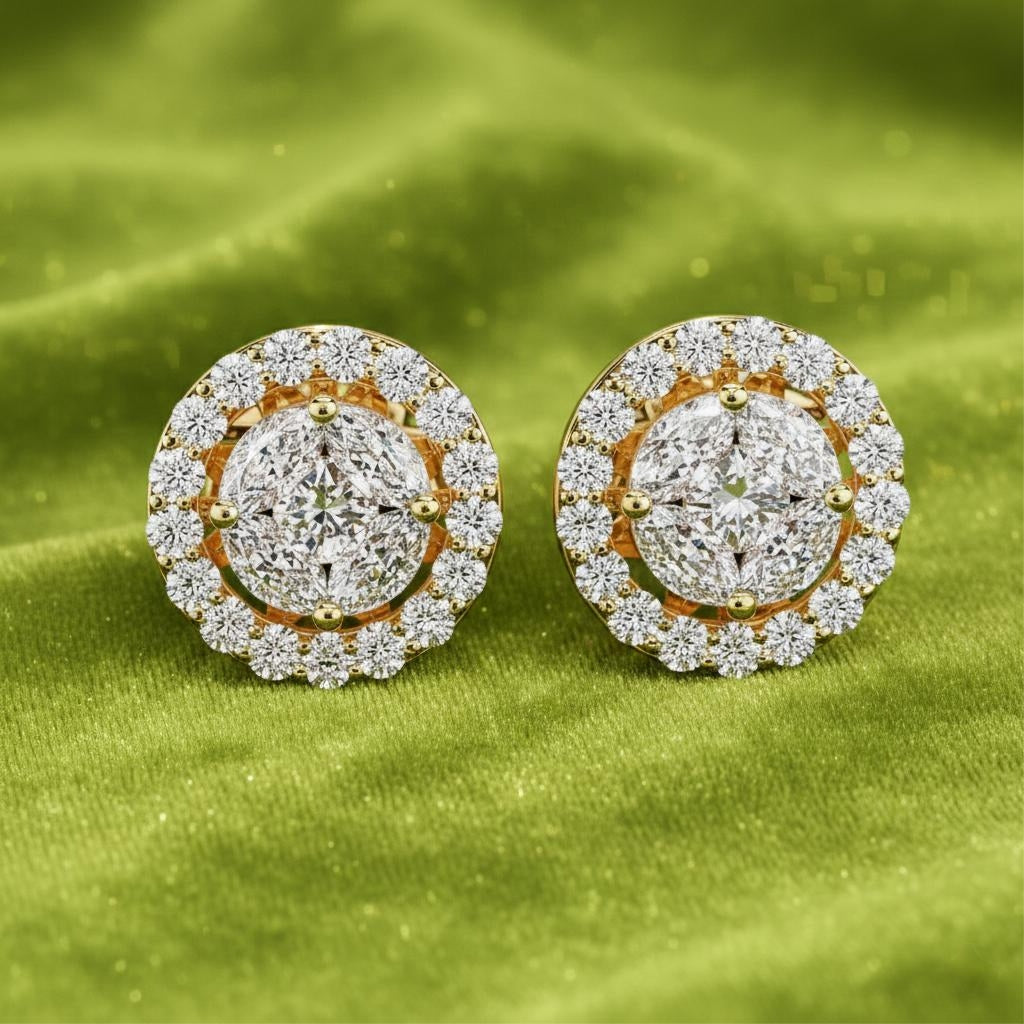 Neeva Halo Marquise Diamond Stud Earrings Main image