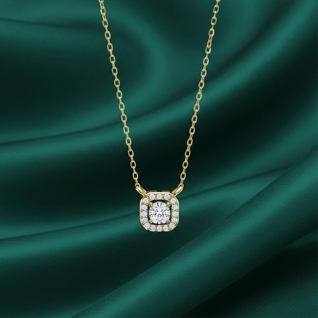 Nova Halo Sqwer Diamond Pendant