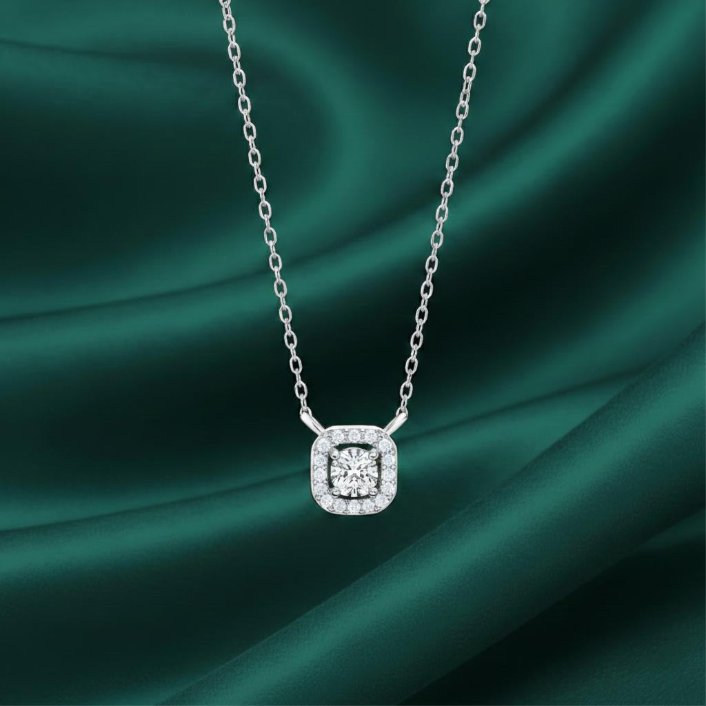 Nova Halo Sqwer Diamond Pendant