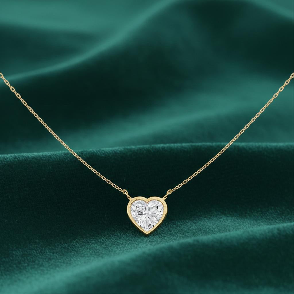 Solitaire Bezel Heart Diamond Pendant