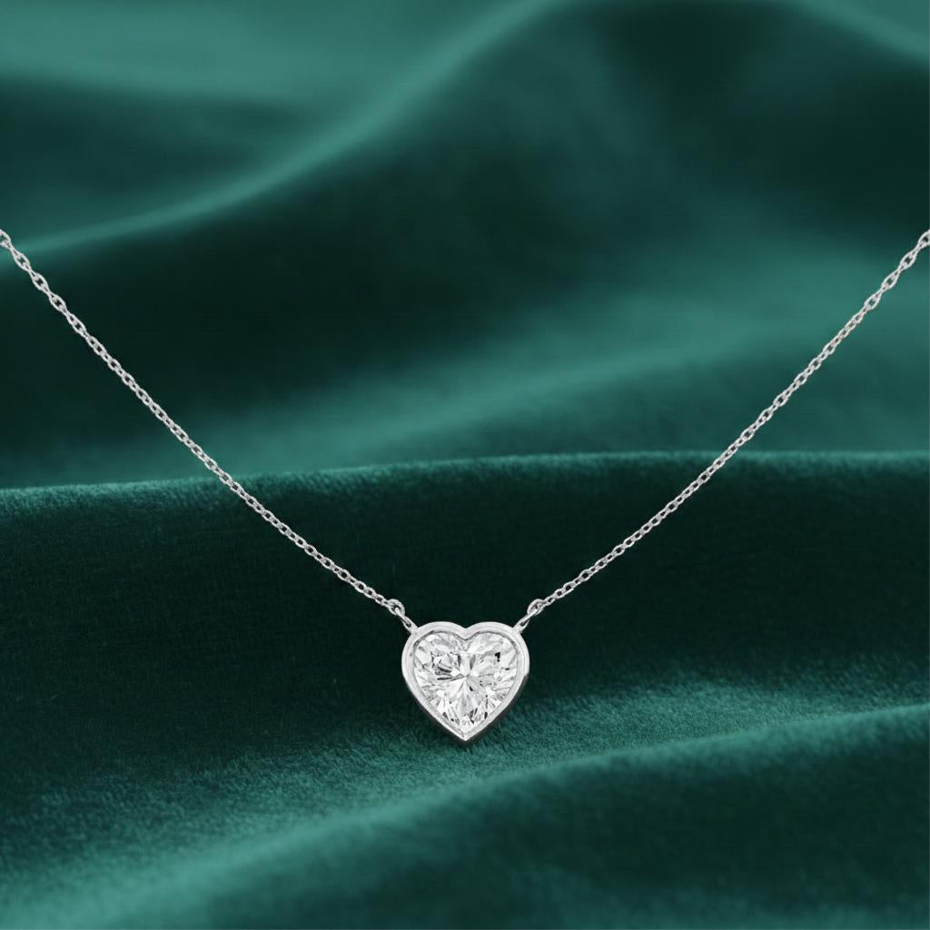 Solitaire Bezel Heart Diamond Pendant
