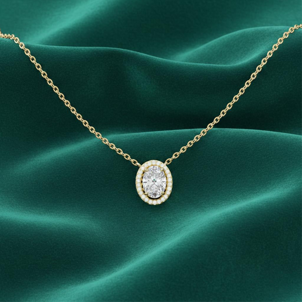Nirraya Solitaire Ovel Halo Pedant