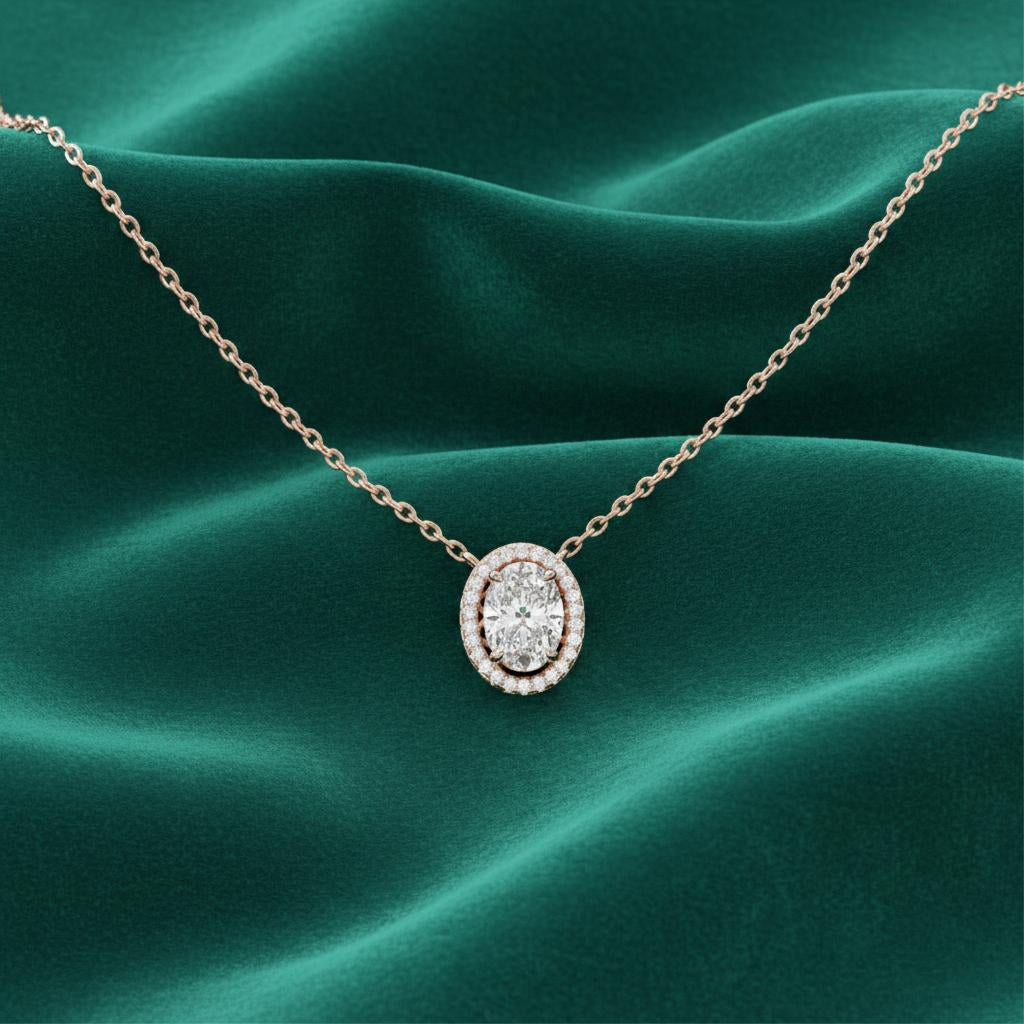 Nirraya Solitaire Ovel Halo Pedant