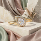 solitaire pear halo ring