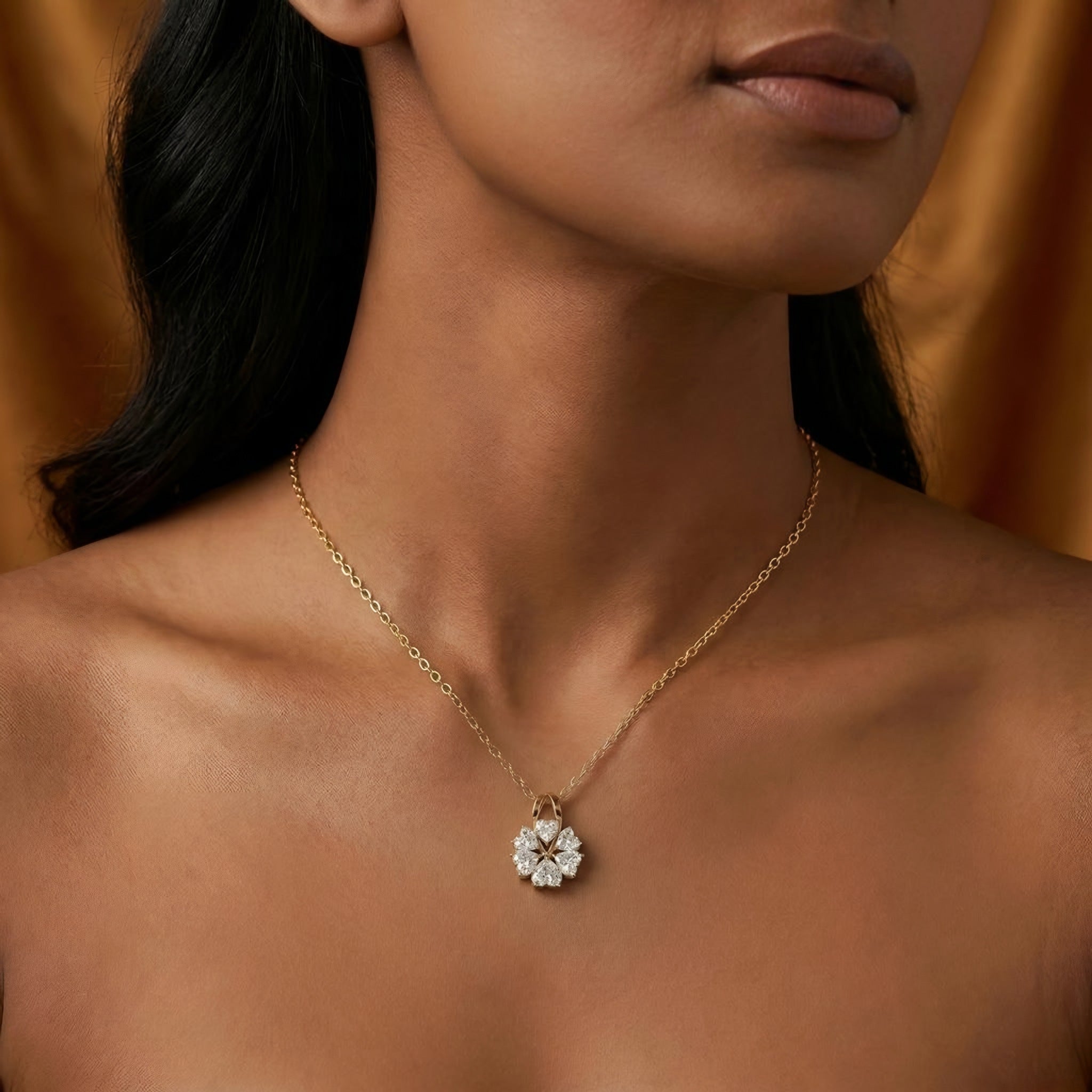 Floral Heart Diamond Pendant